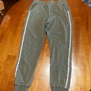 Matilda Jane Girls Olive Green Joggers with Floral Side Stripe